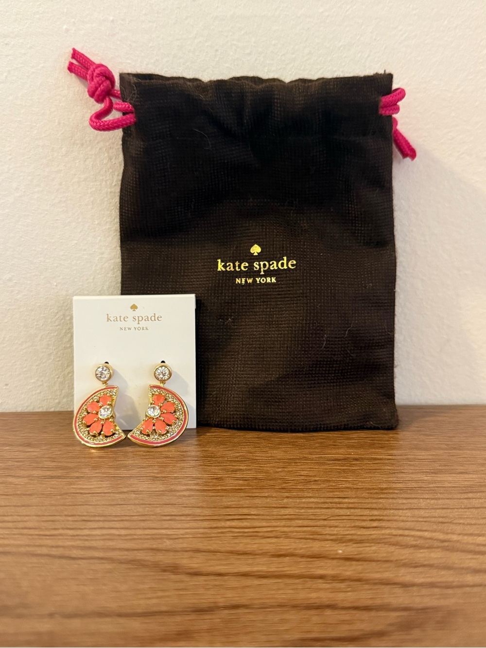 kate spade peach drop earrings